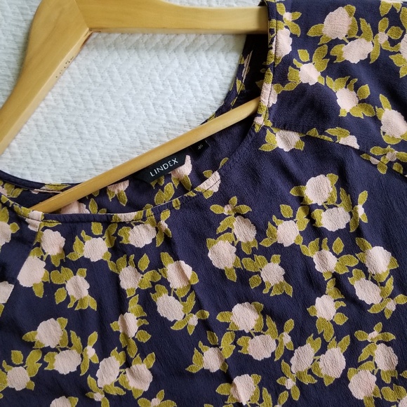 Lindex Tops - Lindex Swedish Plum Floral Peplum Shirt sz46